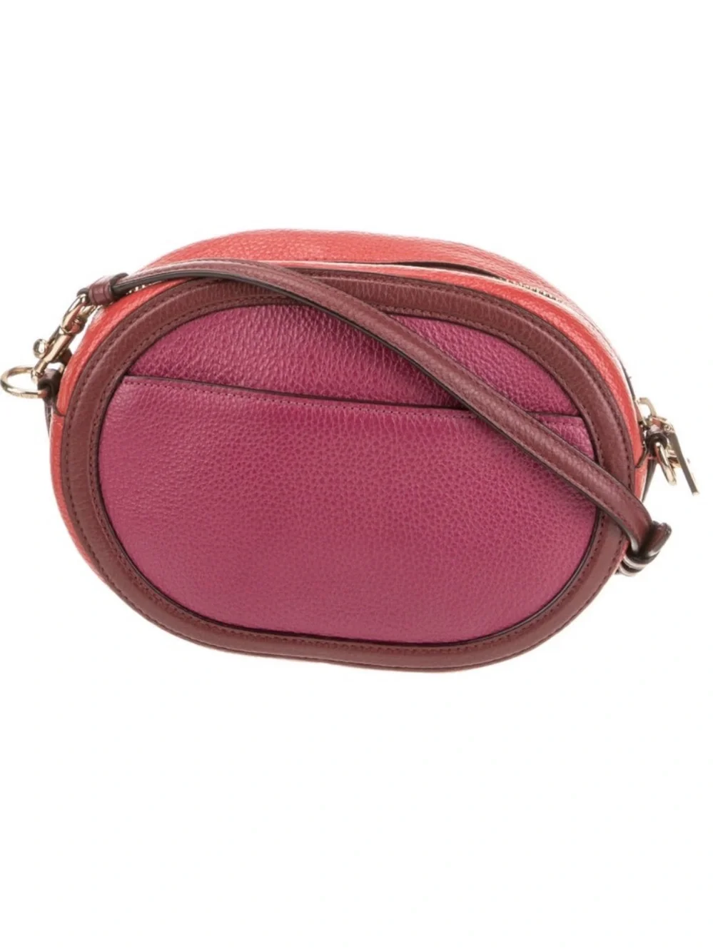 Coach Two-Tone Pink and Red Leather Oval Crossbody